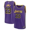 Classico Cool Gorgeous LeBron James Los Angeles Lakers Youth Fast Break Replica Player Jersey Statement Edition Purple per i devoti sostenitori