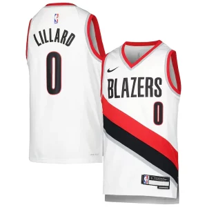 Prestigioso Accattivante Eccezionale Damian Lillard Portland Trail Blazers Nike Youth Swingman Jersey Association Edition White per i devoti sostenitori