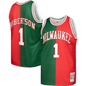 Gorgeous Attraente Oscar Robertson Milwaukee Bucks Hardwood Classics 1971/72 Split Swingman Jersey Green/Red per i devoti sostenitori