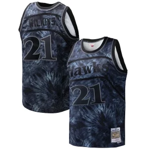 Sofisticato Lussuoso Bellissimo Dominique Wilkins Atlanta Hawks Hardwood Classics 1986/87 Tie Dye Swingman Jersey Black per i devoti sostenitori