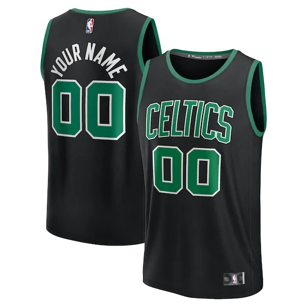 Lussuoso Duraturo Boston Celtics Youth Custom Fast Break Jersey Black Statement Edition/Kelly Green/White per i devoti sostenitori
