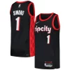 Ottimo Bellissimo Prestigioso Anfernee Simons Portland Trail Blazers Nike Swingman Player Jersey City Edition Black/Red per i devoti sostenitori