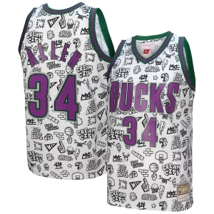 Ottimo Carino Ray Allen Milwaukee Bucks 2000/01 Swingman Jersey White per i devoti sostenitori