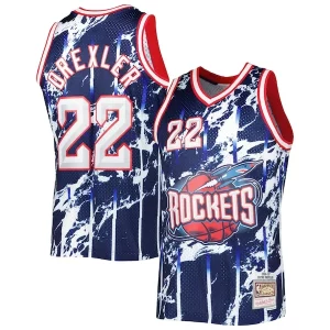 Pratico Trendy Clyde Drexler Houston Rockets 1996/97 Hardwood Classics Marble Swingman Jersey Navy per i devoti sostenitori