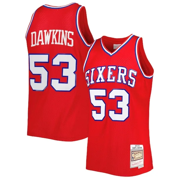 Meraviglioso Elegante Splendido Darryl Dawkins Philadelphia 76ers Hardwood Classics 1979/80 Swingman Jersey Red per i devoti sostenitori