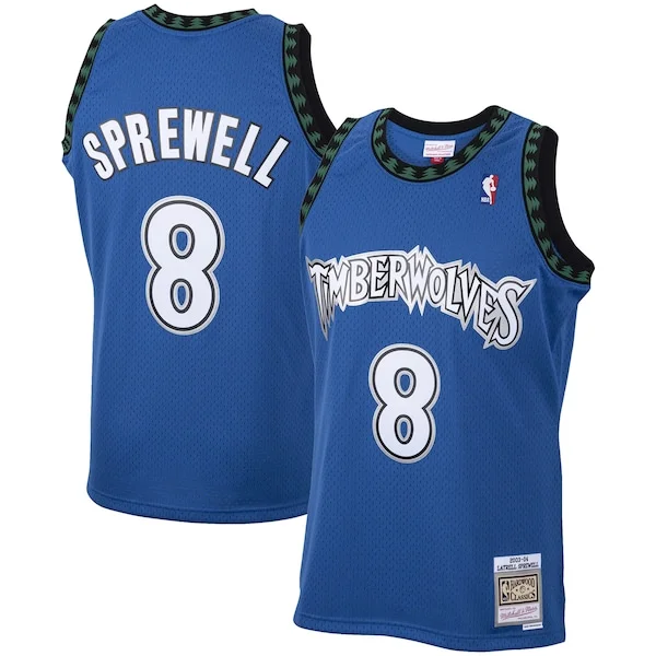 Delizioso Magnifico Splendido Latrell Sprewell Minnesota Timberwolves 2001/02 Hardwood Classics Swingman Jersey Blue per i devoti sostenitori