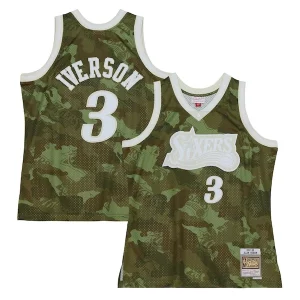 Comodo Allen Iverson Philadelphia 76ers Hardwood Classics 1997/98 Ghost Green Swingman Jersey Camo per i devoti sostenitori