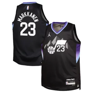 Incantevole Elegante Lauri Markkanen Utah Jazz Jordan Brand Youth Swingman Jersey Statement Edition Black per i devoti sostenitori