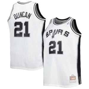 Robusto Raffinato Sofisticato Tim Duncan San Antonio Spurs Big & Tall Hardwood Classics 1998/99 Swingman Jersey White/Black per i devoti sostenitori