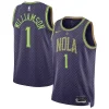 Lussuoso Carino Zion Williamson New Orleans Pelicans Nike Unisex 2024/25 Swingman Player Jersey City Edition Purple per i devoti sostenitori