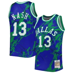 Prestigioso Steve Nash Dallas Mavericks 1998/99 Hardwood Classics Marble Swingman Jersey Blue per i devoti sostenitori