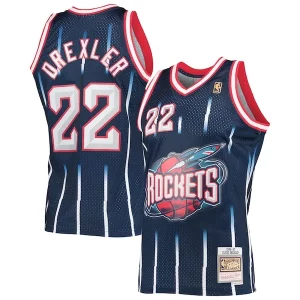 Prestigioso Clyde Drexler Houston Rockets 1996/97 Hardwood Classics Swingman Jersey Navy per i devoti sostenitori