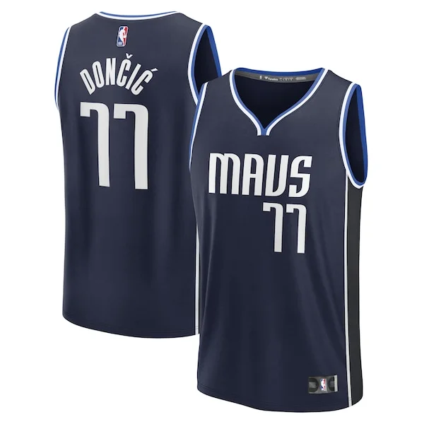 Comodo Meraviglioso Luka Dončić Dallas Mavericks Men's Fast Break Player Jersey Statement Edition Navy per i devoti sostenitori