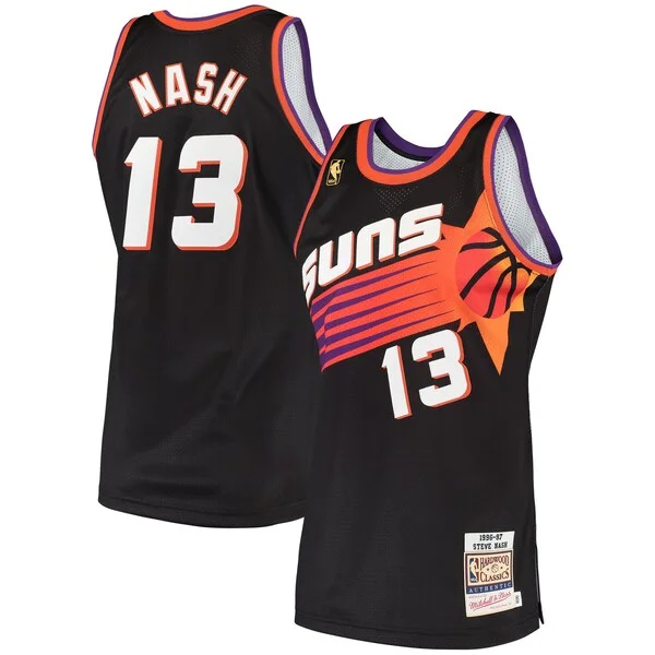 Duraturo Trendy Steve Nash Phoenix Suns 1996/97 Hardwood Classics Authentic Jersey Black per i devoti sostenitori