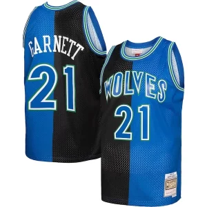 Elegante Delizioso Kevin Garnett Minnesota Timberwolves Hardwood Classics 1995/96 Split Swingman Jersey Black/Blue per i devoti sostenitori