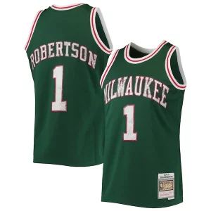 Stupendo Oscar Robertson Milwaukee Bucks 1996/97 Hardwood Classics NBA 75th Anniversary Diamond Swingman Jersey Green per i devoti sostenitori