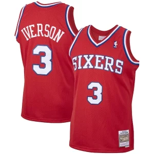 Eccezionale Comodo Allen Iverson Philadelphia 76ers 2001/02 Hardwood Classics Swingman Jersey Red/White per i devoti sostenitori
