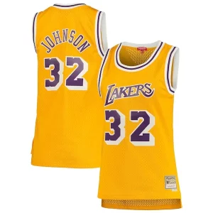 Magnifico Fascinante Fantastico Magic Johnson Los Angeles Lakers Women's 1984/85 Hardwood Classics Swingman Jersey Gold per i devoti sostenitori
