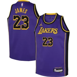 Ottimo LeBron James Los Angeles Lakers Jordan Brand Youth Performance Swingman Jersey Statement Purple per i devoti sostenitori