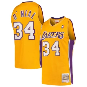 Classico Stupendo Incantevole Shaquille O'Neal Los Angeles Lakers Hardwood Classics Swingman Jersey Gold per i devoti sostenitori