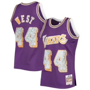 Duraturo Prestigioso Jerry West Los Angeles Lakers 1971/72 Hardwood Classics NBA 75th Anniversary Diamond Swingman Jersey Purple per i devoti sostenitori