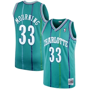 Raffinato Alonzo Mourning Charlotte Hornets 1992/93 Hardwood Classics Swingman Jersey Teal per i devoti sostenitori