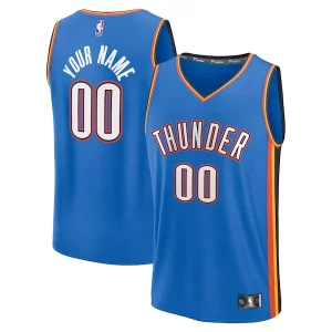 Splendido Oklahoma City Thunder Fast Break Custom Replica Jersey Icon Edition Blue per i devoti sostenitori