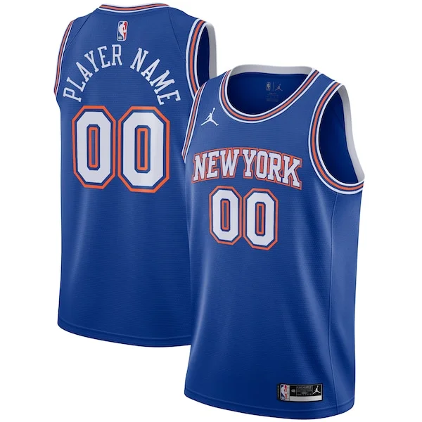 Prestigioso Fantastico New York Knicks Jordan Brand Swingman Custom Jersey Statement Edition Blue per i devoti sostenitori