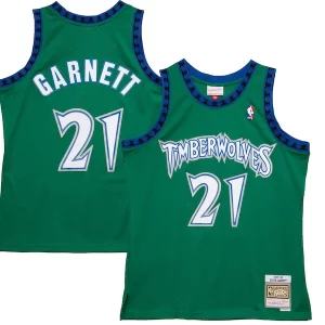 Elegante Kevin Garnett Minnesota Timberwolves 1997/98 Hardwood Classics Reload 2.0 Swingman Jersey Green per i devoti sostenitori