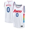 Trendy Elegante Fascinante Tyrese Maxey Philadelphia 76ers 2024/25 Fast Break Player Jersey City Edition White per i devoti sostenitori