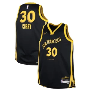 Resistente Stephen Curry Golden State Warriors Nike Youth Swingman Replica Jersey City Edition Black per i devoti sostenitori