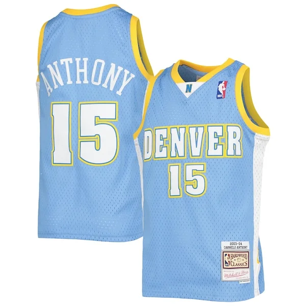 Carino Carmelo Anthony Denver Nuggets Youth 2003 04 Hardwood Classics Swingman Jersey Powder Blue per i devoti sostenitori