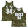 Resistente Ray Allen Milwaukee Bucks Hardwood Classics 2000/01 Ghost Green Swingman Jersey Camo per i devoti sostenitori