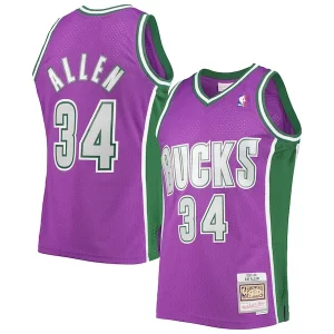 Magnifico Ray Allen Milwaukee Bucks 2001/02 Hardwood Classics Swingman Jersey Purple per i devoti sostenitori