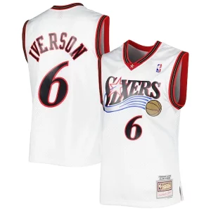 Stupendo Allen Iverson Philadelphia 76ers 2001/02 Hardwood Classics Swingman Jersey White/Red per i devoti sostenitori