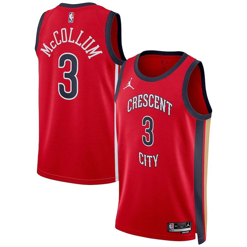 Sofisticato Cool CJ McCollum New Orleans Pelicans Jordan Brand Unisex Swingman Jersey Statement Edition Red per i devoti sostenitori