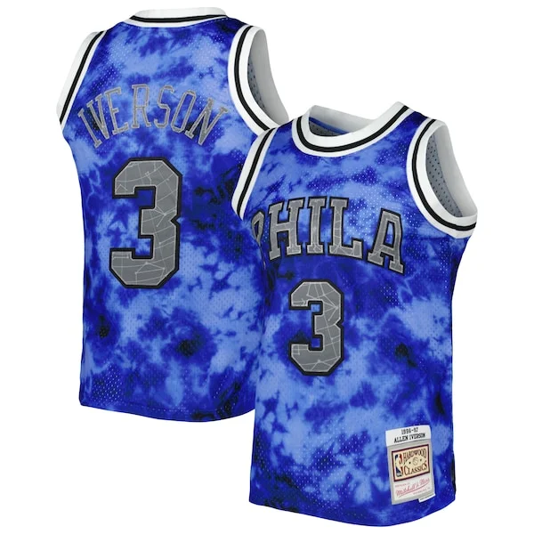 Pratico Allen Iverson Philadelphia 76ers 1996/97 Galaxy Swingman Jersey Royal per i devoti sostenitori