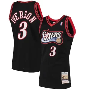 Classico Incantevole Carino Allen Iverson Philadelphia 76ers 1997/98 Hardwood Classics Authentic Jersey Black per i devoti sostenitori