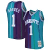 Fascinante Comodo Eccezionale Muggsy Bogues Charlotte Hornets Hardwood Classics 1992/93 Split Swingman Jersey Teal/Purple per i devoti sostenitori