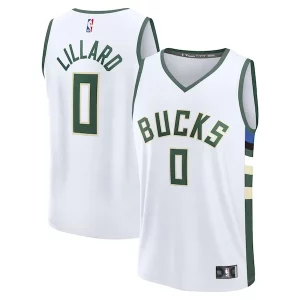 Gorgeous Resistente Fantastico Damian Lillard Milwaukee Bucks Fast Break Replica Player Jersey Association Edition White per i devoti sostenitori