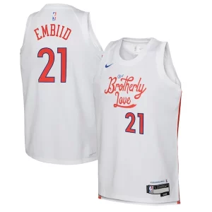Fantastico Splendido Versatile Joel Embiid Philadelphia 76ers Nike Youth 2022/23 Swingman Jersey City Edition White per i devoti sostenitori