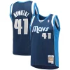 Prestigioso Trendy Dirk Nowitzki Dallas Mavericks 2011/12 Hardwood Classics Swingman Jersey Navy per i devoti sostenitori