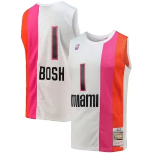 Duraturo Chris Bosh Miami Heat 2001/02 Hardwood Classics Swingman Jersey White per i devoti sostenitori