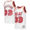 Ottimo Prestigioso Eccezionale Alonzo Mourning Miami Heat Hardwood Classics Swingman Jersey White per i devoti sostenitori