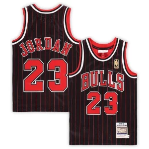 Duraturo Raffinato Michael Jordan Chicago Bulls Preschool 1996/97 Hardwood Classics Authentic Jersey Black/Red/White per i devoti sostenitori
