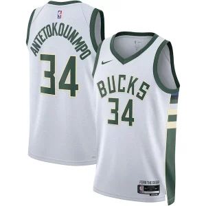 Cool Robusto Giannis Antetokounmpo Milwaukee Bucks Nike Unisex Swingman Jersey Association Edition White/Hunter Green per i devoti sostenitori