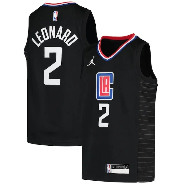 Cool Kawhi Leonard LA Clippers Jordan Brand Youth 2020/21 Swingman Player Jersey Black Statement Edition per i devoti sostenitori