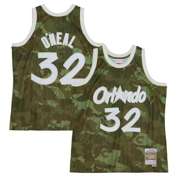 Magnifico Accattivante Shaquille O'Neal Orlando Magic Hardwood Classics 1994/95 Ghost Green Swingman Jersey Camo per i devoti sostenitori