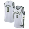 Duraturo Versatile Damian Lillard Milwaukee Bucks Nike Youth Swingman Jersey Association Edition White per i devoti sostenitori