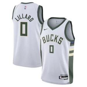 Duraturo Versatile Damian Lillard Milwaukee Bucks Nike Youth Swingman Jersey Association Edition White per i devoti sostenitori